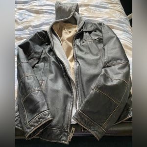Guess Men’s leather jacket with hood